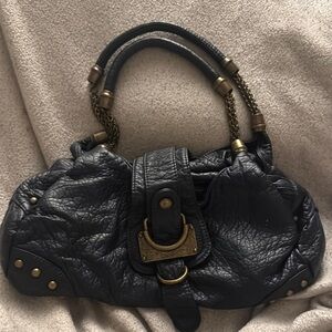 Black and Gold Slouchy Shoulder Bag